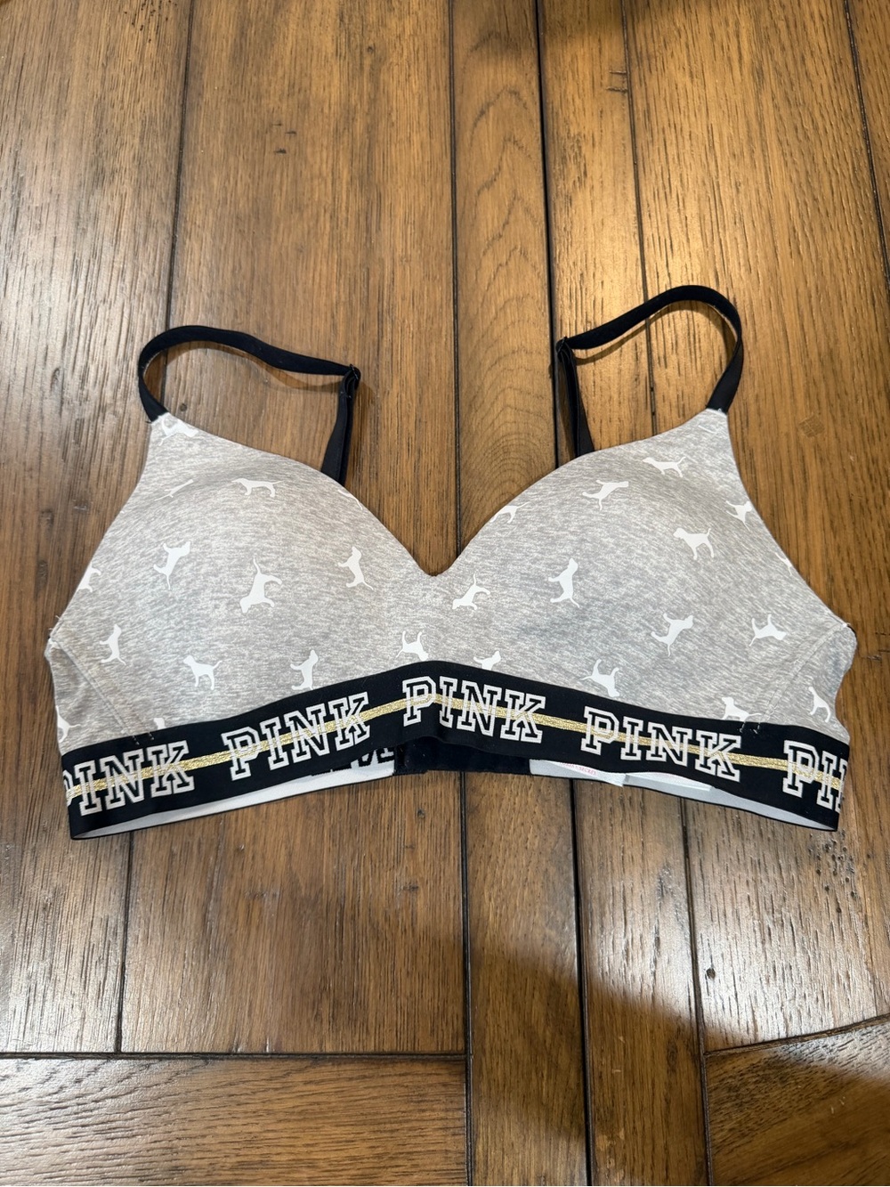 Victoria's Secret PINK Gray Bralette with Black Logo Band